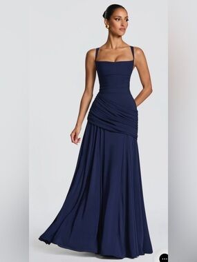 Brand New Baby Boo Sura Navy Corset Maxi Dress